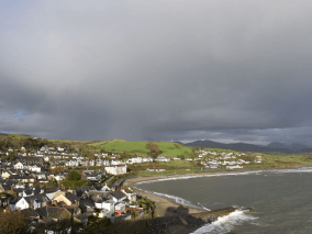 A coastal town on the water